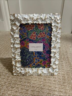 Laura Ashley White Floral Frame with Gold Trim